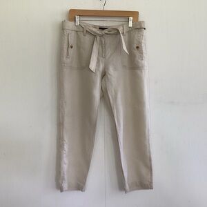 Tommy Hilfiger probably Vtg linen cream cropped straight leg self-tie pants 6